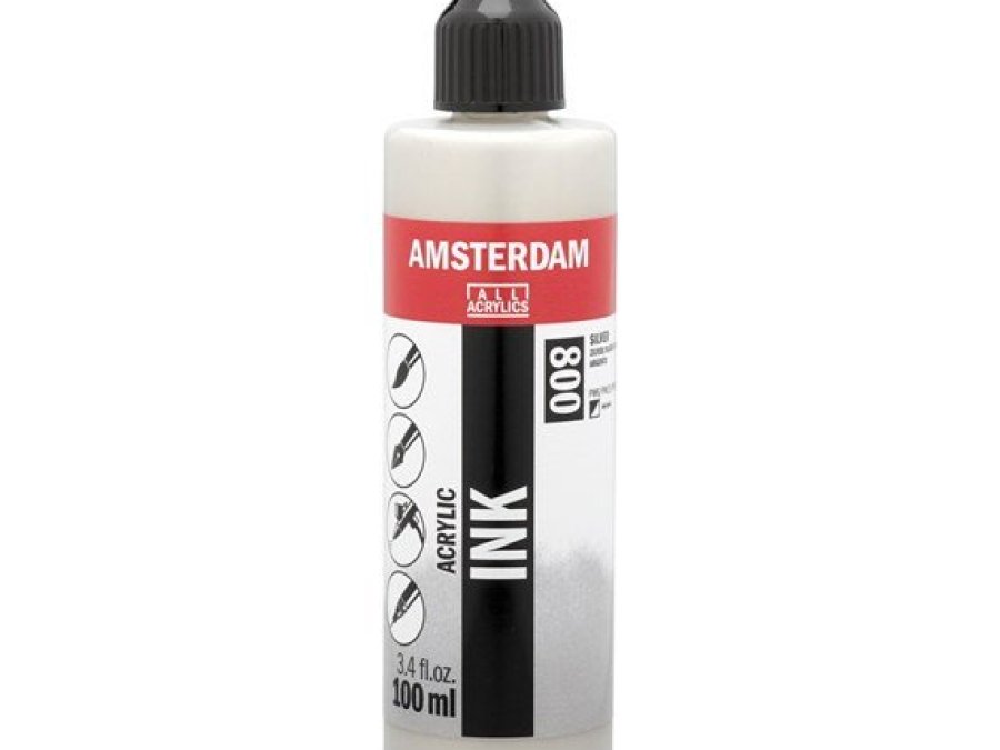 Amsterdam Acryl Inkt 800 Zilver 100 Ml Acrylinkt Specialist Verfze